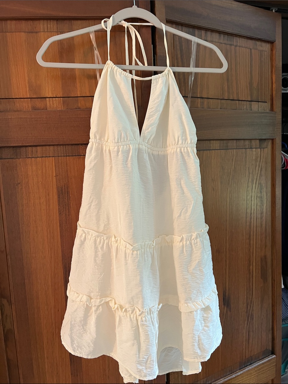 Open Back wild fable Ivory Halter Tiered Mini Dress